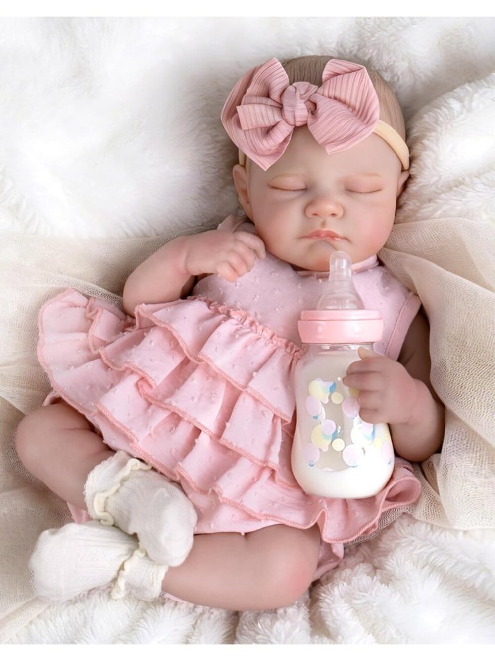 20in Sleeping Reborn Newborn Baby Girl Doll Pink Dress Gift Box Set